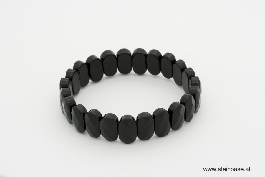 Armband Onyx breit, facettiert